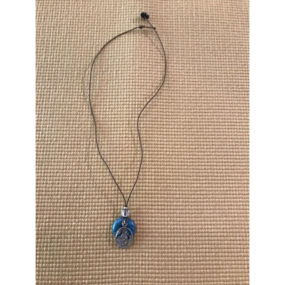 1996 SISK Howling WOLF Teach Me to Know Pewter 7& Howlite Pendant Cord Necklace